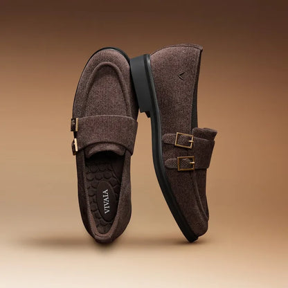 Round-Toe Velvet Penny Loafers (Luciana)