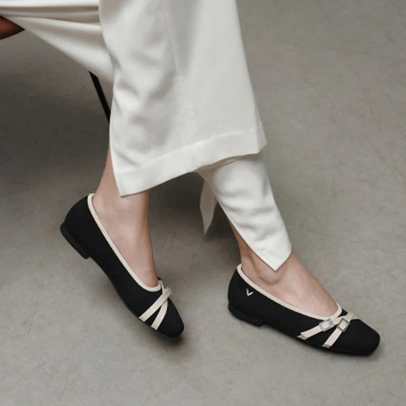 Square-Toe Margot Crisscross Flats (Marah)
