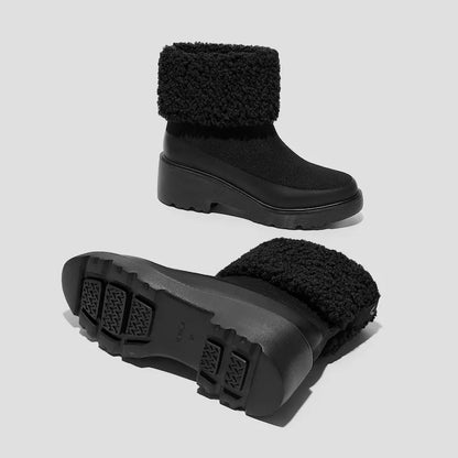 Faux Fur Platform Chunky Wedge Boots（Elaine）