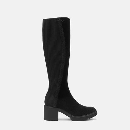 Square-Toe Block-Heel Knee-High Boots (Atria)