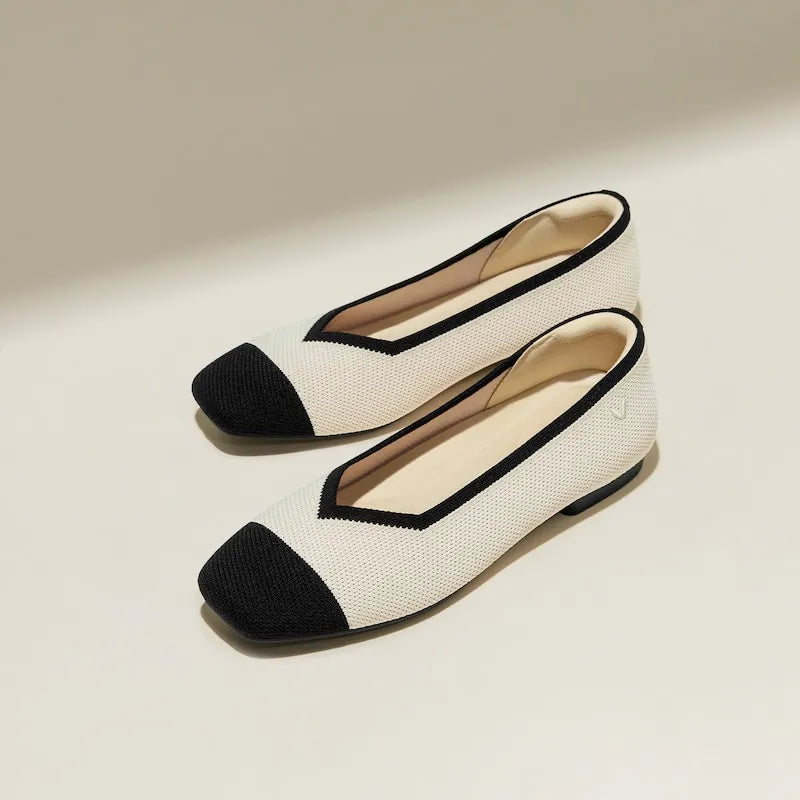 Square-Toe V-Cut Flats (Margot 2.0)