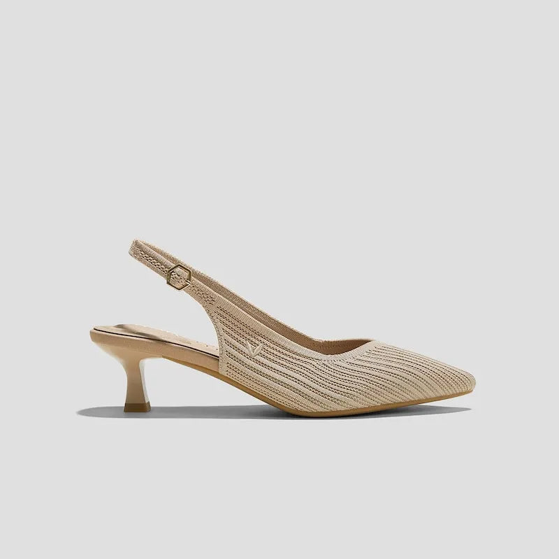 Pointed-Toe Kitten Slingback Heels (Selena)