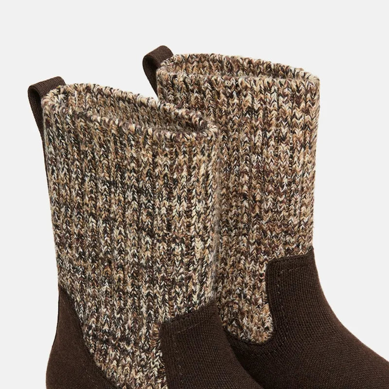 Round-Toe Wool Ankle Sock Boots(Fiona)