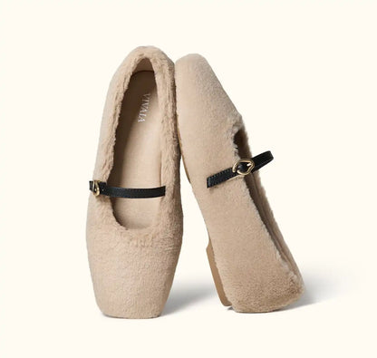 Square-Toe Faux Fur Mary Jane (Moxa)