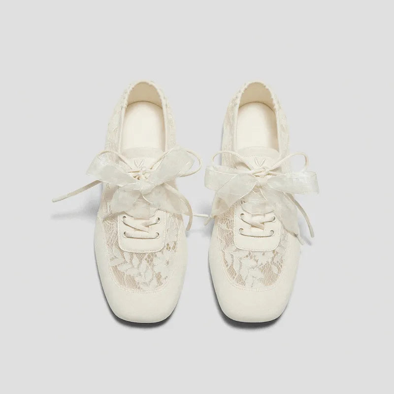 Square-Toe Lace-Up Sneakerinas (Cristina)