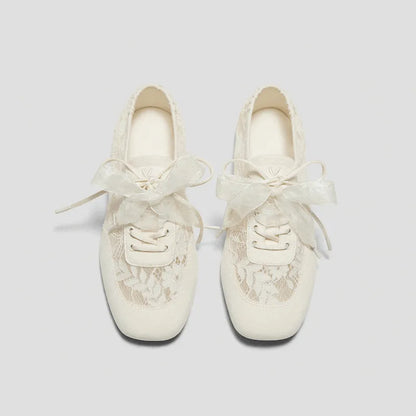 Square-Toe Lace-Up Sneakerinas (Cristina)