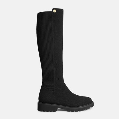 Round-Toe Stretchy Wool Knee-High Boots (Filipa)