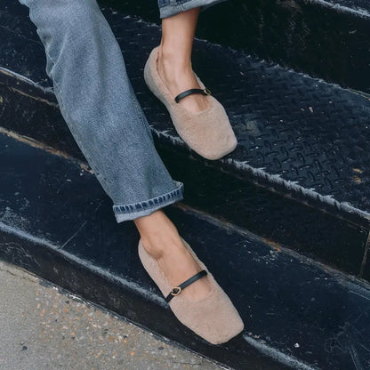 Square-Toe Faux Fur Mary Jane (Moxa)
