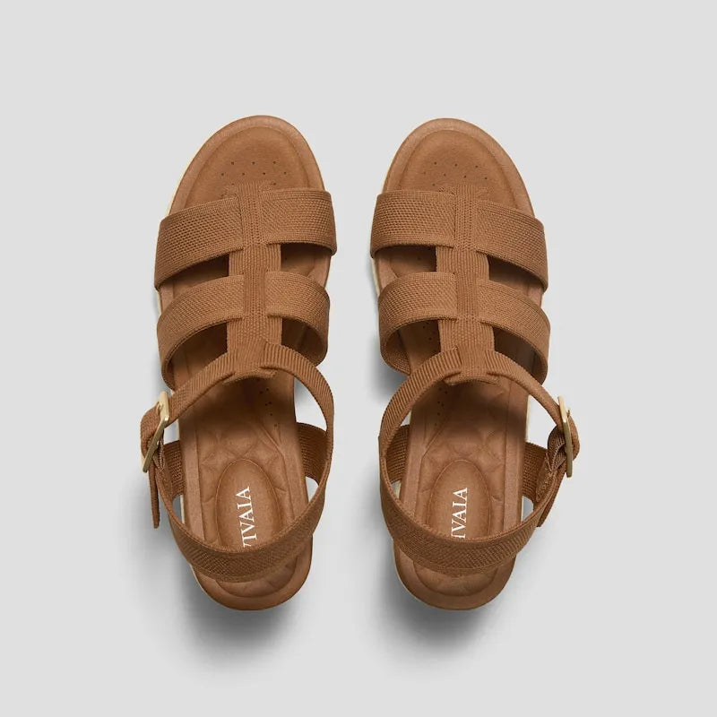 Round-Toe Slingback Wedge Sandals (Skyler)