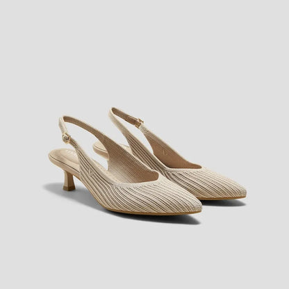 Pointed-Toe Kitten Slingback Heels (Selena)