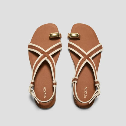 Square-Toe Slingback Toe Ring Sandals (Derorice)