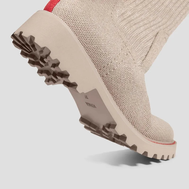 Round-Toe Lug Sole Wool Ankle Boots (Flora)