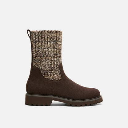 Round-Toe Wool Ankle Sock Boots(Fiona)