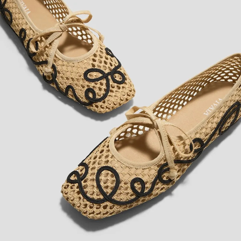 Margot Square-Toe Mesh Flats (Makayla)