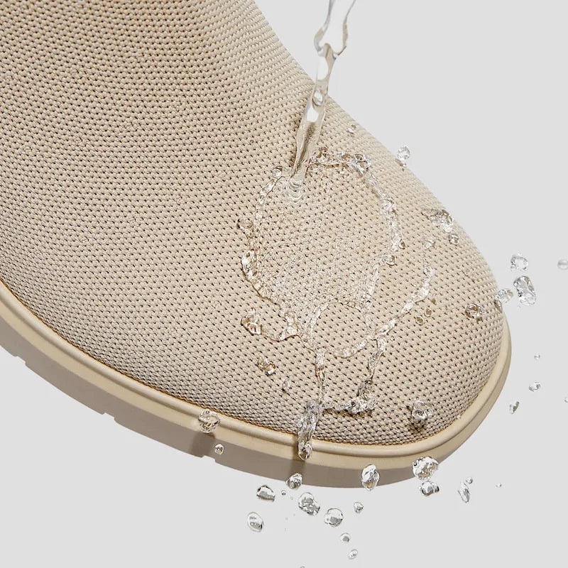 Square-Toe Water-Repellent Heeled Boots (Gisella)