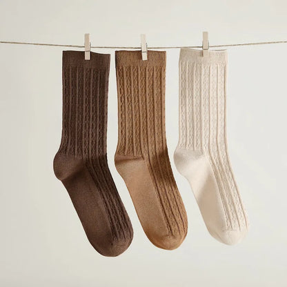 3-Pair Ribbed Texture Crew Socks (Vincie)
