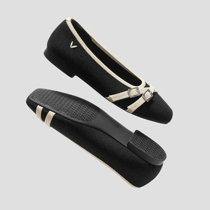 Square-Toe Margot Crisscross Flats (Marah)