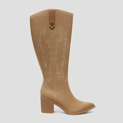 Pointed-Toe Western Knee-High Boots (Willow)