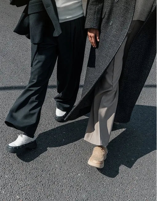 Round-Toe Fuzzy Platform Mules (Tobi)