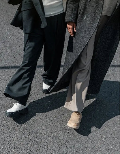 Round-Toe Fuzzy Platform Mules (Tobi)