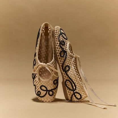 Margot Square-Toe Mesh Flats (Makayla)
