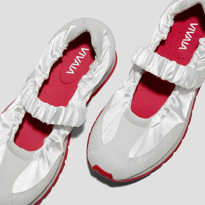 Round-Toe Satin Mary Janes (Ayla)
