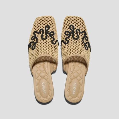 Square-Toe Mesh Sandals (Maura)