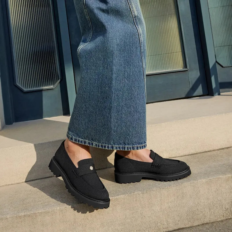 Round-Toe Platform Chunky Heel Loafers (Francesca)