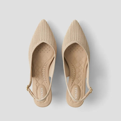 Pointed-Toe Kitten Slingback Heels (Selena)