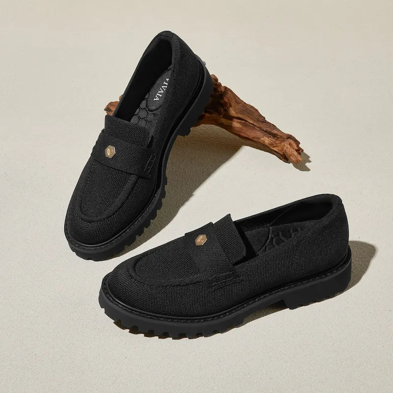 Round-Toe Platform Chunky Heel Loafers (Francesca)