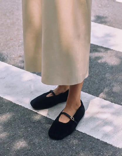 Square-Toe Faux Fur Mary Jane (Moxa)
