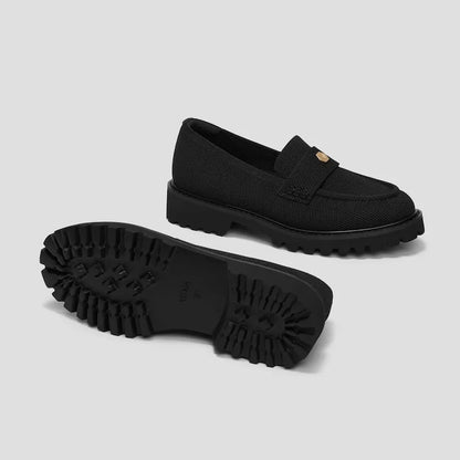 Round-Toe Platform Chunky Heel Loafers (Francesca)