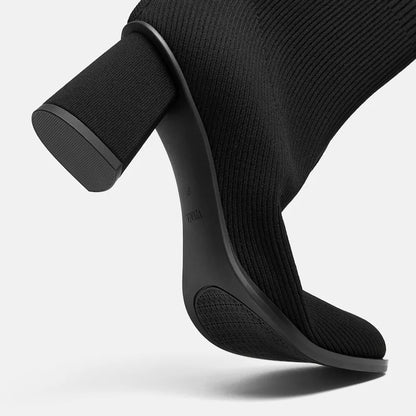 Square-Toe Block-Heel Boots (Lerna)