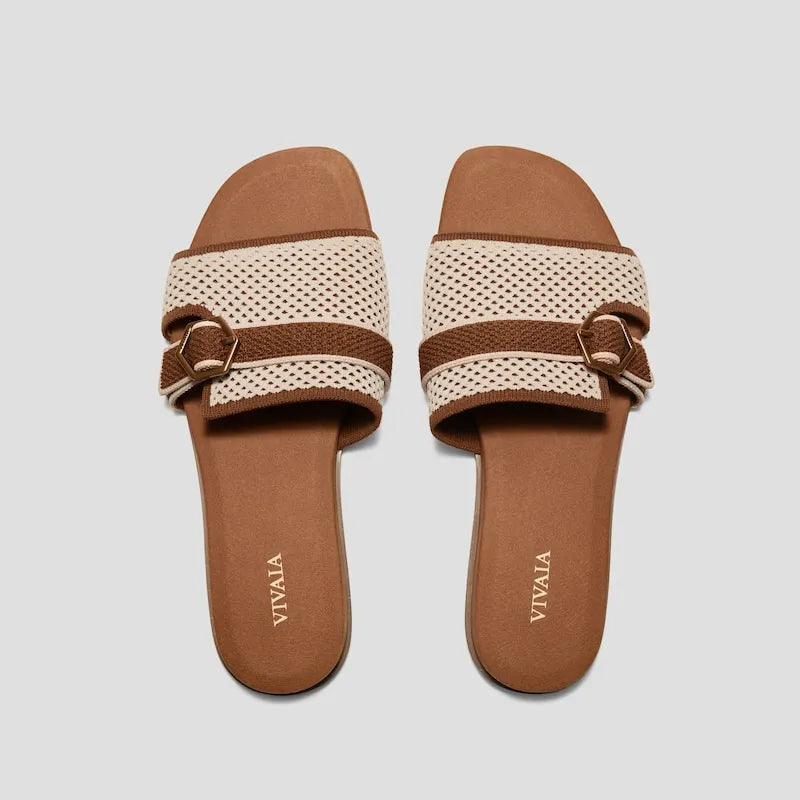 Square-Toe Flat Sandals (Delia)