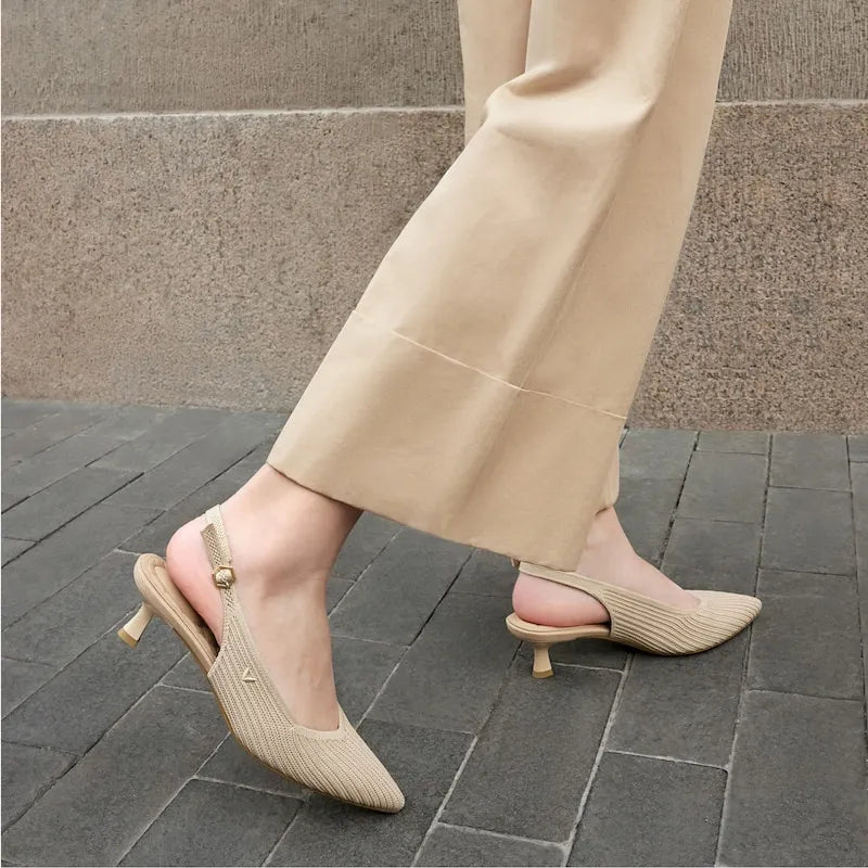 Pointed-Toe Kitten Slingback Heels (Selena)