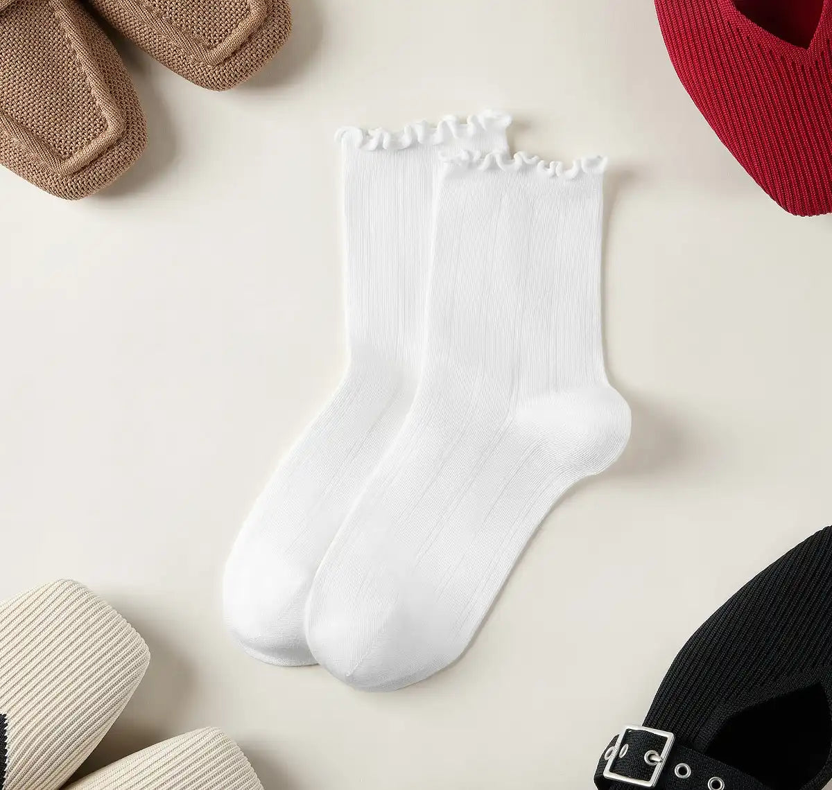 3-Pair Ruffle Crew Socks (Marion)
