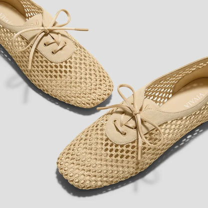 Square-Toe Mesh Flats (Carey)