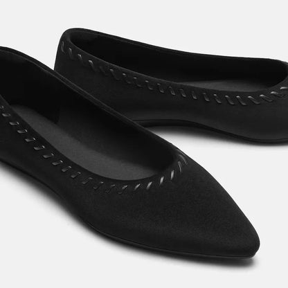 Velvet Whipstitched Ballet Flats (Alasia)