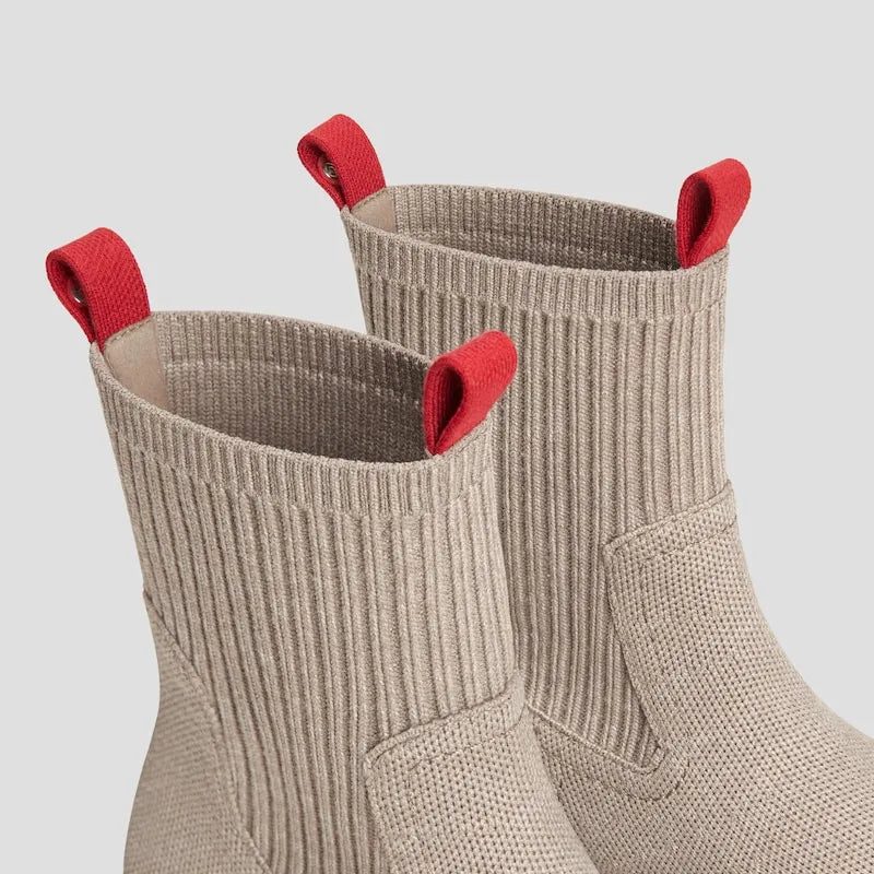 Round-Toe Lug Sole Wool Ankle Boots (Flora)