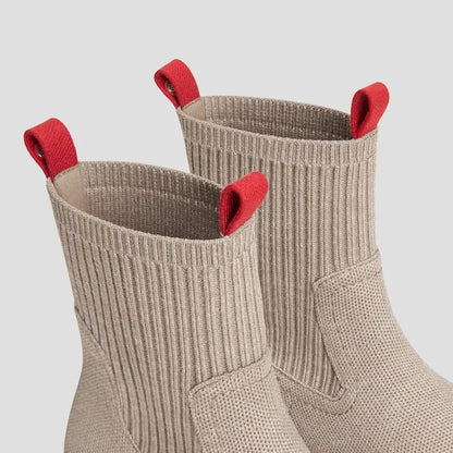 Round-Toe Lug Sole Wool Ankle Boots (Flora)