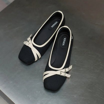 Square-Toe Margot Crisscross Flats (Marah)