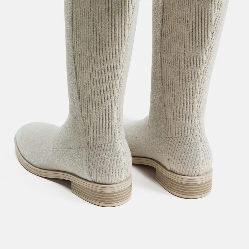 Square-Toe Knee-High Boots (Aida)