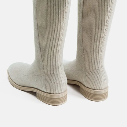 Square-Toe Knee-High Boots (Aida)