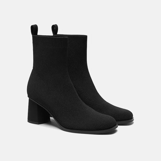 Square-Toe Block-Heel Boots (Lerna)