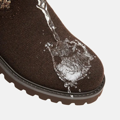 Round-Toe Wool Ankle Sock Boots(Fiona)