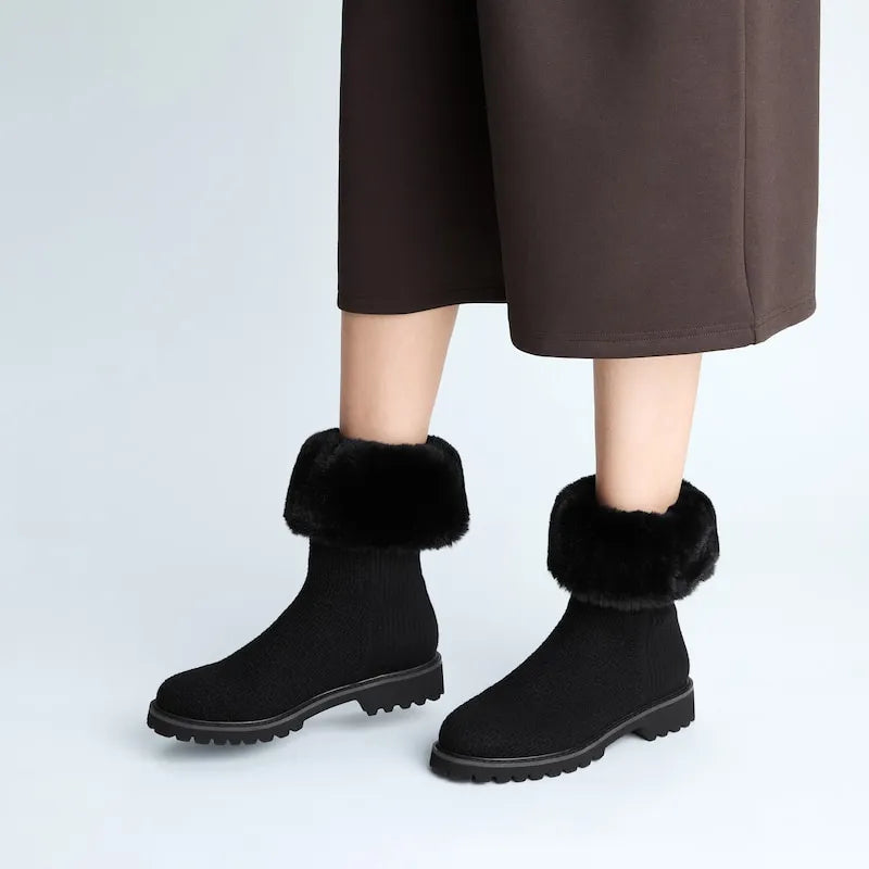2-in-1 Detachable Wool Ankle Boots