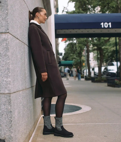 Round-Toe Wool Ankle Sock Boots(Fiona)