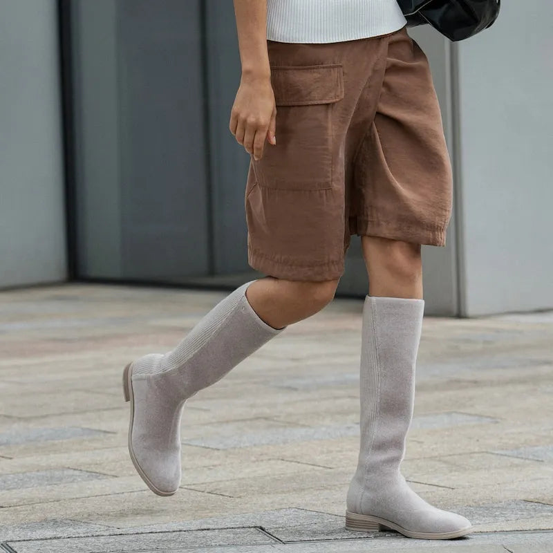 Square-Toe Knee-High Boots (Aida)