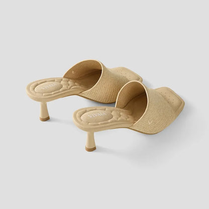 Square-Toe Slide Sandals (Aimee)