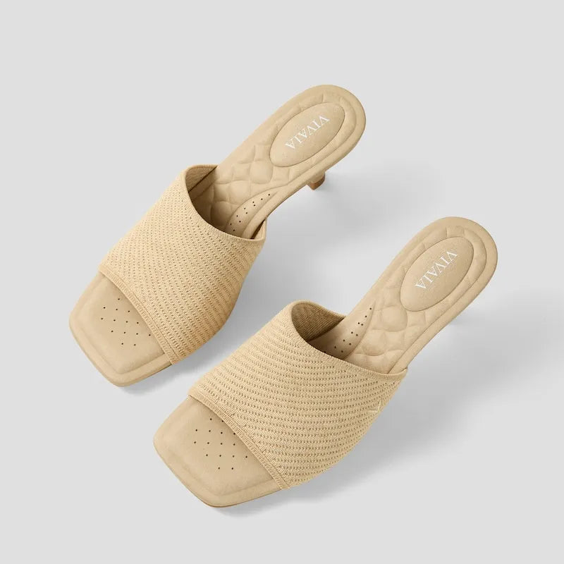 Square-Toe Slide Sandals (Aimee)